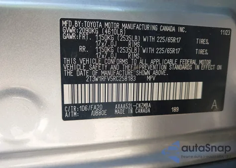 2024 Toyota Rav4 Xle z USA, uszkodzony, nr VIN 2T3W1RFV5RC258183